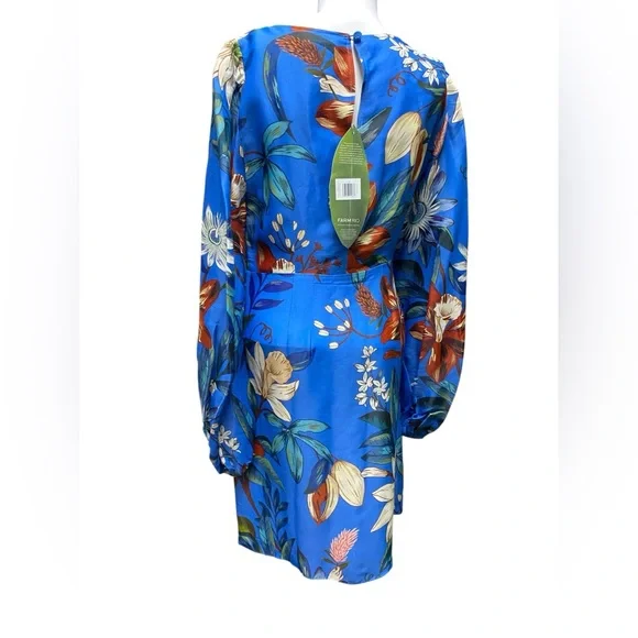 F1 Farm Rio Blue Surreal Flowers Wrap Lenzing™ Ecovero™ Mini Dress - Picture 2 of 8